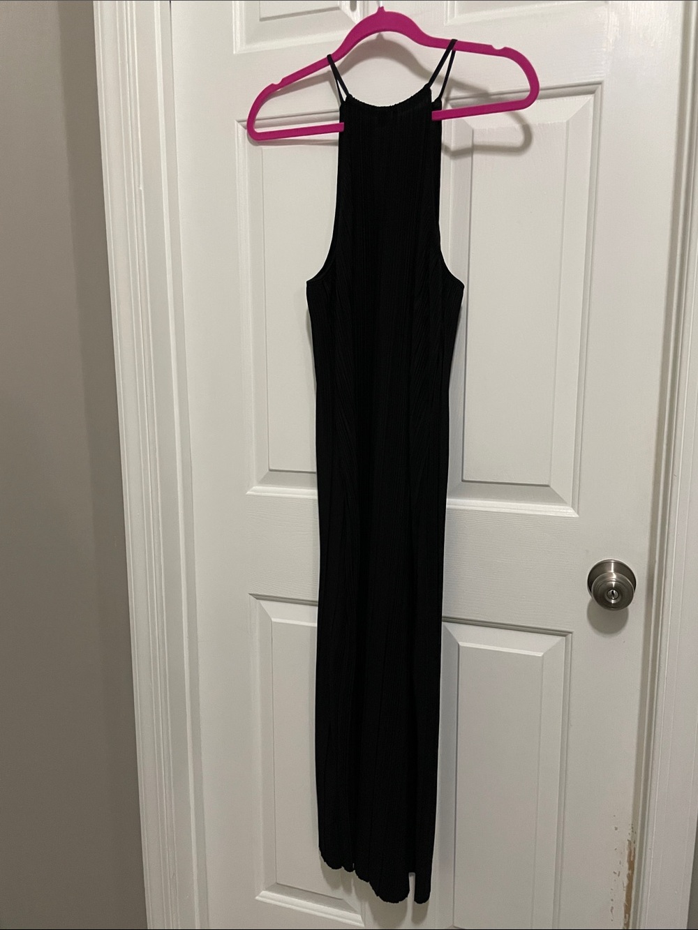 A-new-day Halter Razor Back Maxi Evening Dress in Black Size L